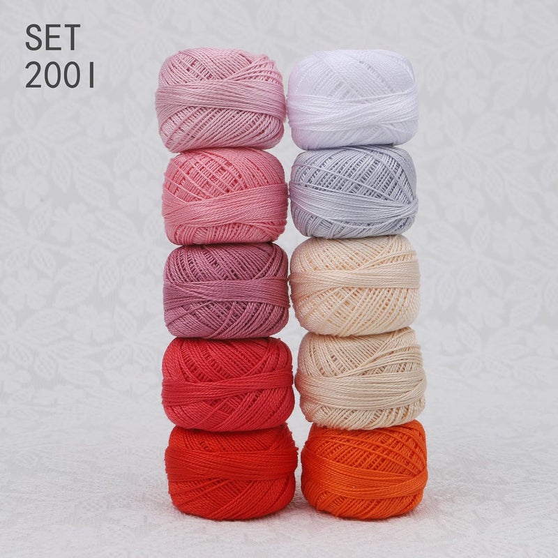 AMOHilos Size 8 Double Mercerized Egyptian Long Staple Cotton Pearl Thread Ball 5 Grams Rainbow Color Embroidery Thread 10 Colors per Box for Crochet Hardanger Cross Stitch Hand Embroidery (Set I) - Image 3